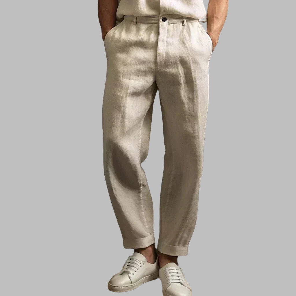 Pustende herrebukser med rett ben for vår/sommer. Komfortable fritidsbukser for allsidig smart-casual stil.