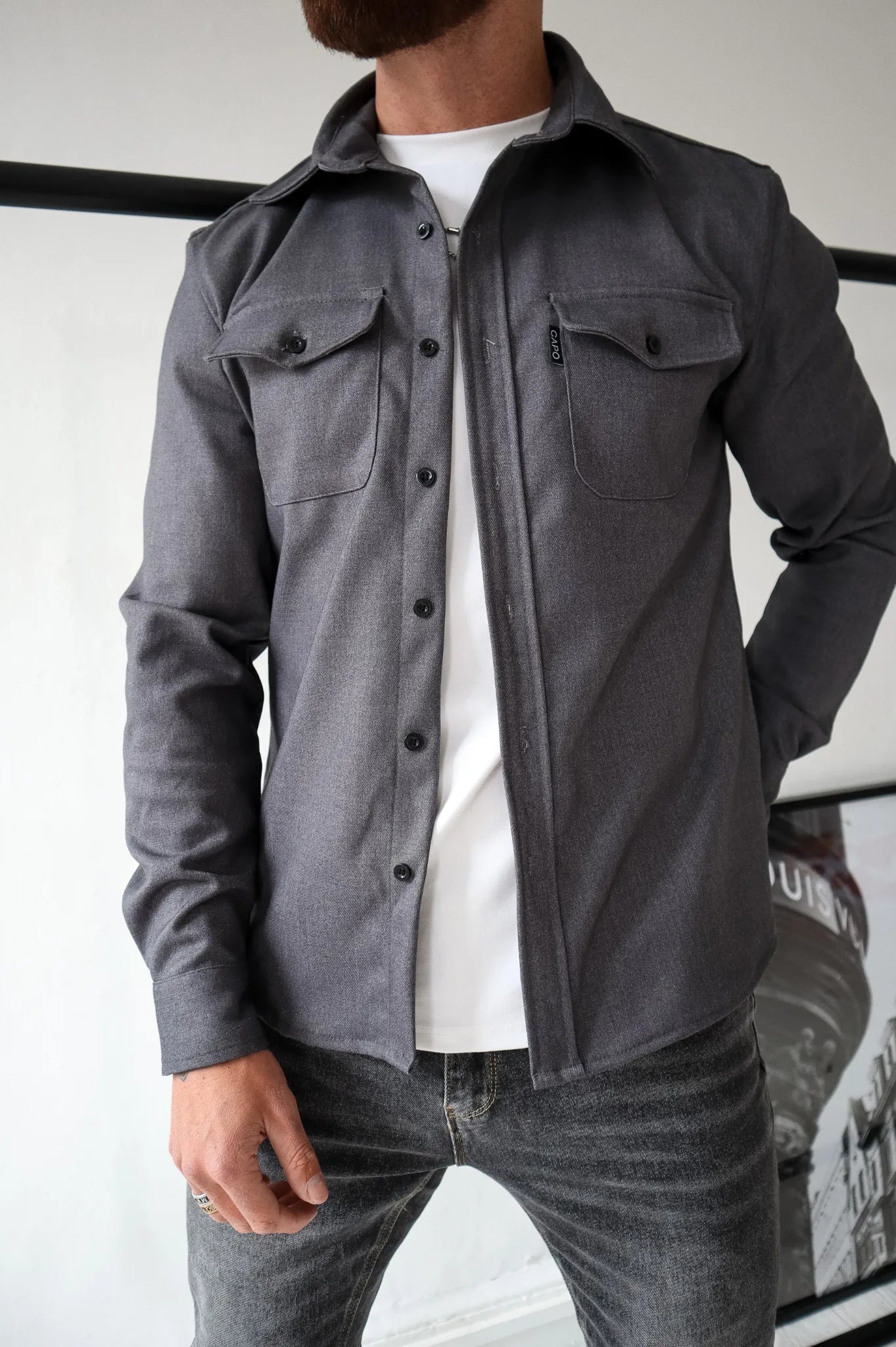 Herren Übergangsjacke aus Baumwolle mit Knopfleiste, Brusttaschen, Mehrfarbig, Langarm