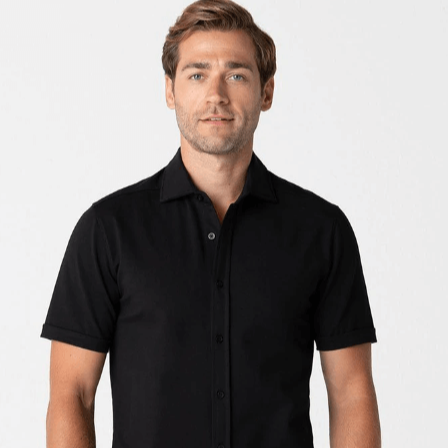 Unifarbenes Herren Poloshirt in Violett, mit kurzer Knopfleiste, moderne Wahl