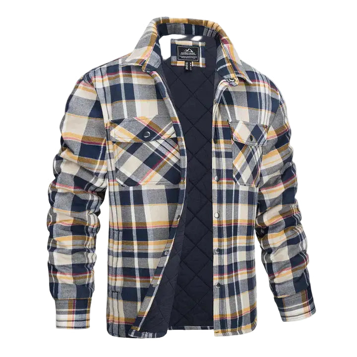 Herre rutete langermet skjorte-blazer for høst og fritidsbruk.