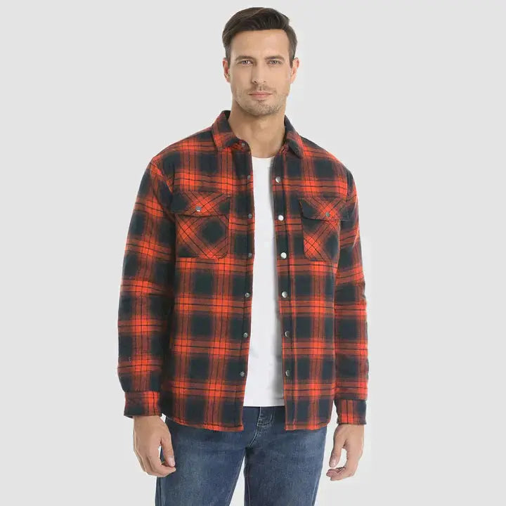 Rutete langermet skjorte-blazer for herrer, ideell for høstantrekk.