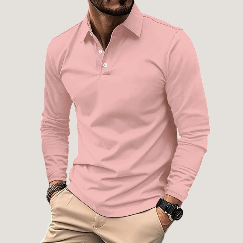 Herren Langarmshirt Poloshirt in Schwarz, Business Casual & angenehm zu tragen
