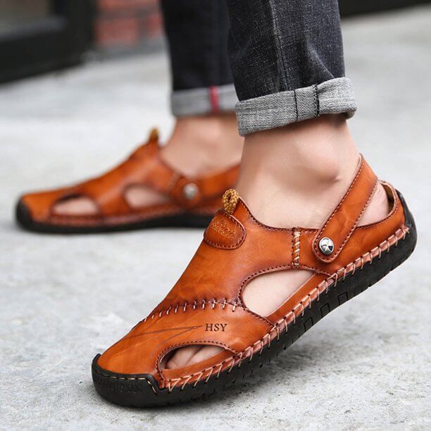Herren Alltags-Sandalen in klassischem Design, orthopädisch und aus Leder für langanhaltenden Komfort