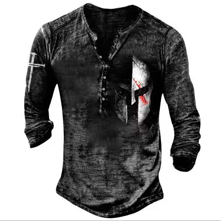 Enganliegendes Herren Langarmshirt mit großem Totenkopf-Motiv, ideal für Streetwear