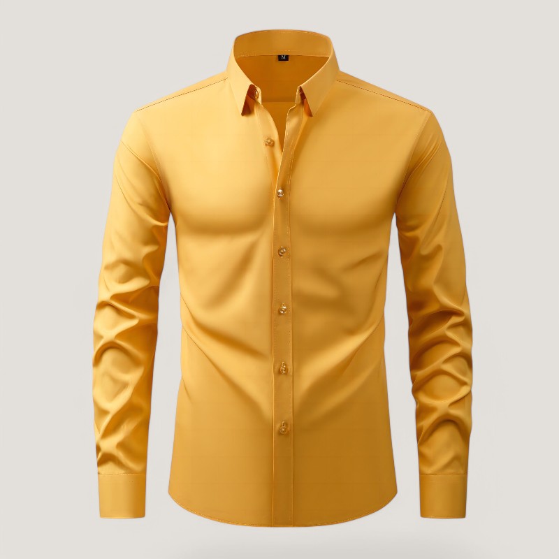 Moderne herreskjorte, slim fit, elastisk og strykefri, i grå, perfekt for den moderne mannen.