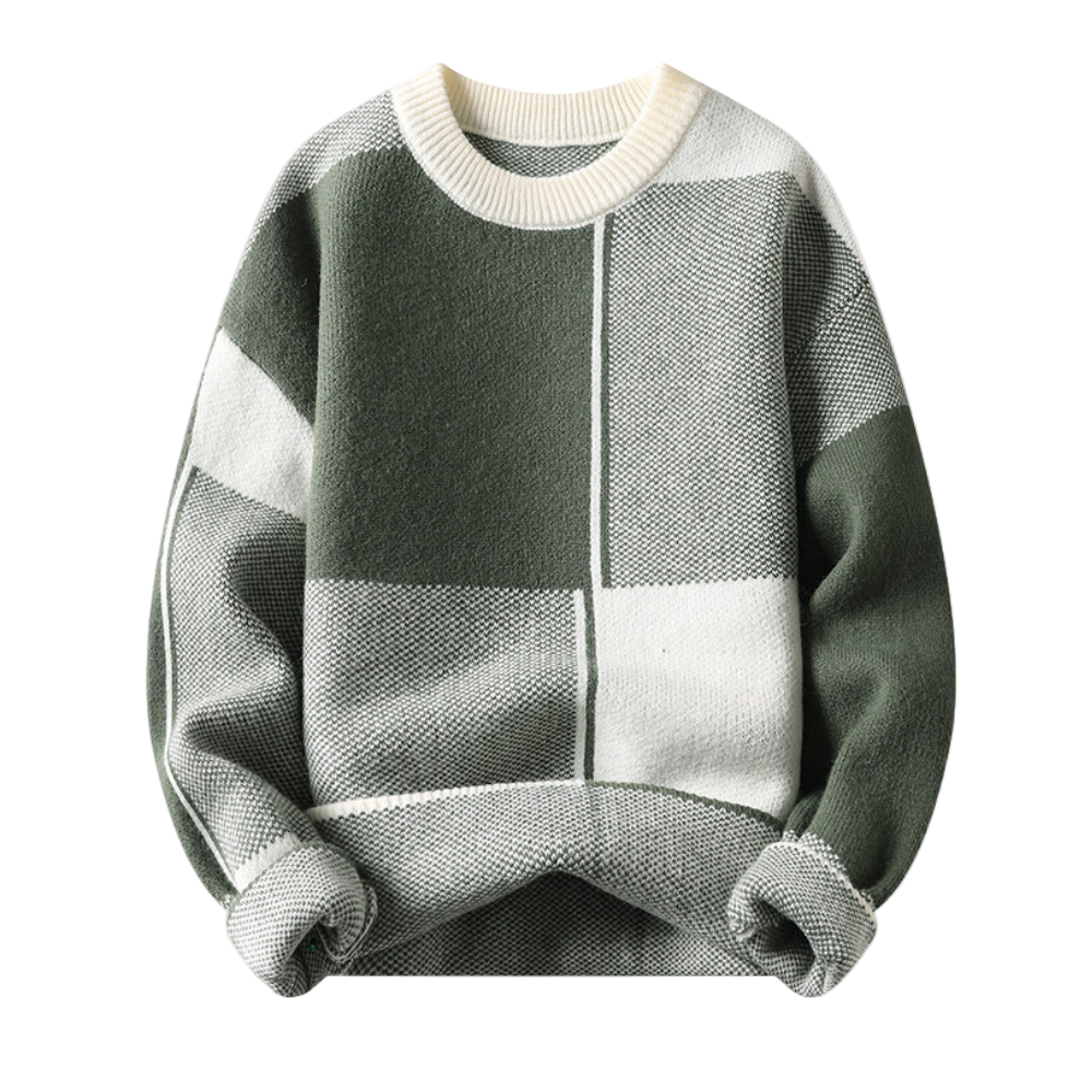 Herren-Strickpullover, bordeauxrot, grob gestrickt, mit Stehkragen und Rippbündchen – ideal für Herbst & Winter