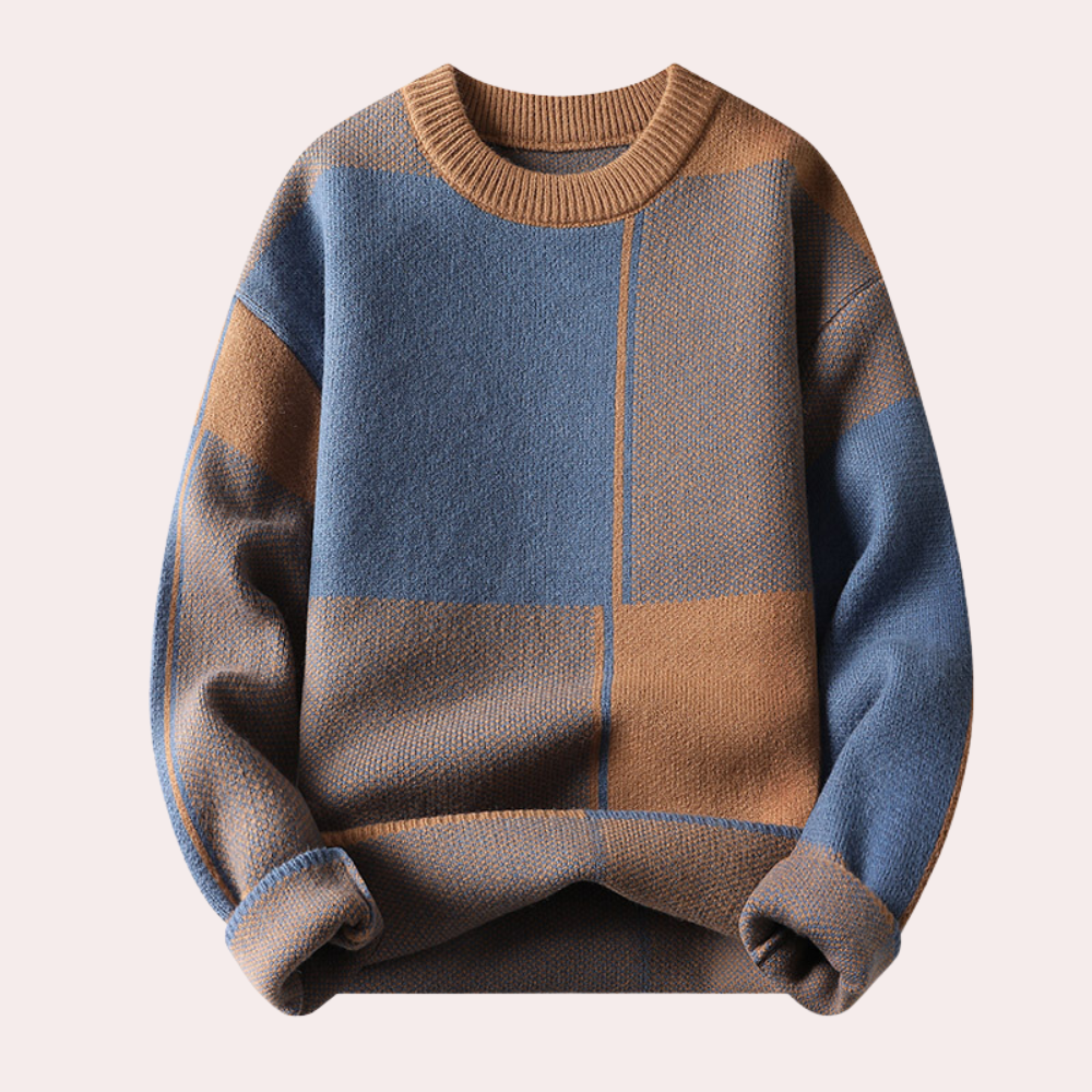 Moderner Herren-Strickpullover in Dunkelgrau, locker geschnitten, mit stylischen Detail-Nähten und bequemer Passform