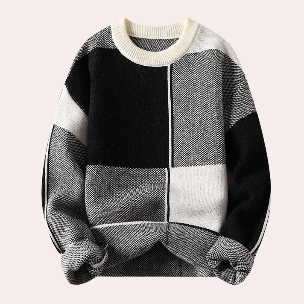 Herrenpullover in Beige, Strick, lässig über einem Hemd getragen, perfekt für den Lagenlook im Herbst
