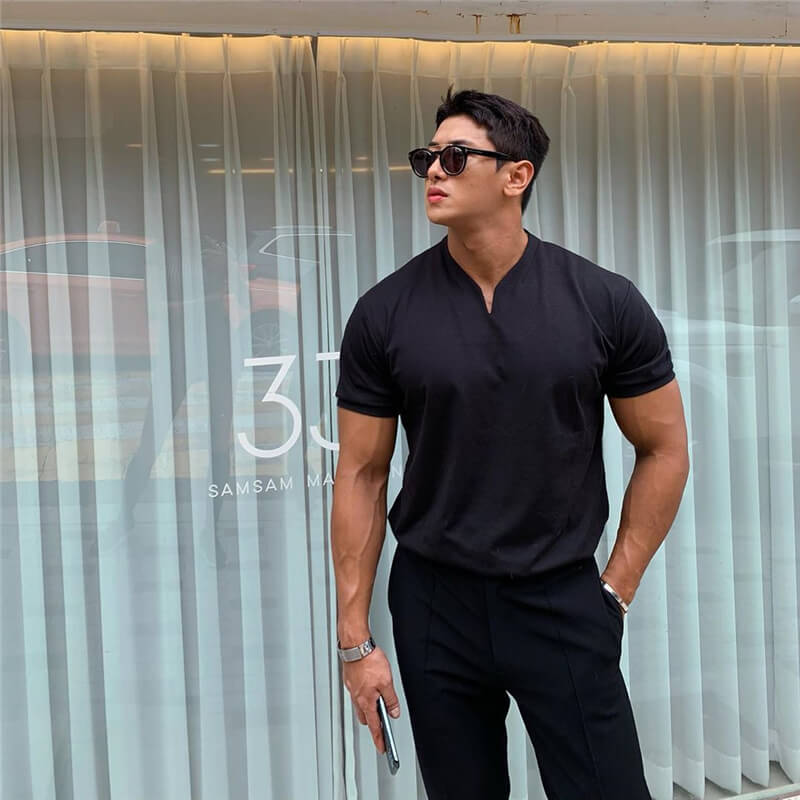 Herre V-hals sommer t-skjorte stil 4