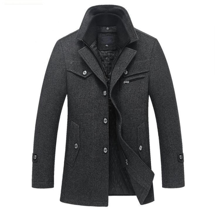 Herre Vinterjakke i klassisk grå, ideell for eleganse og varme om vinteren.