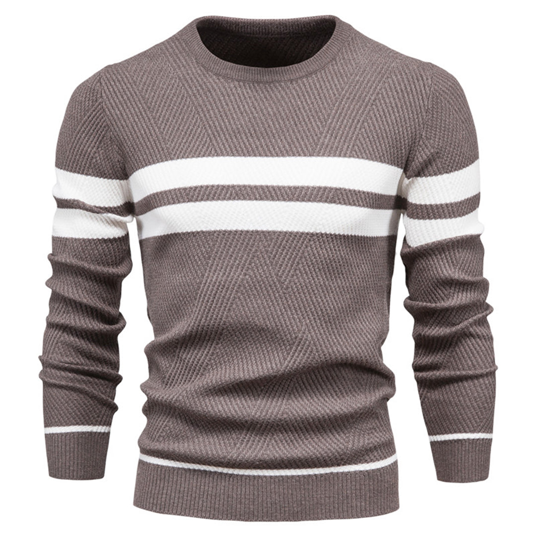 Moderne herresweater med o-hals, perfekt for en stilren og avslappet look for menn.