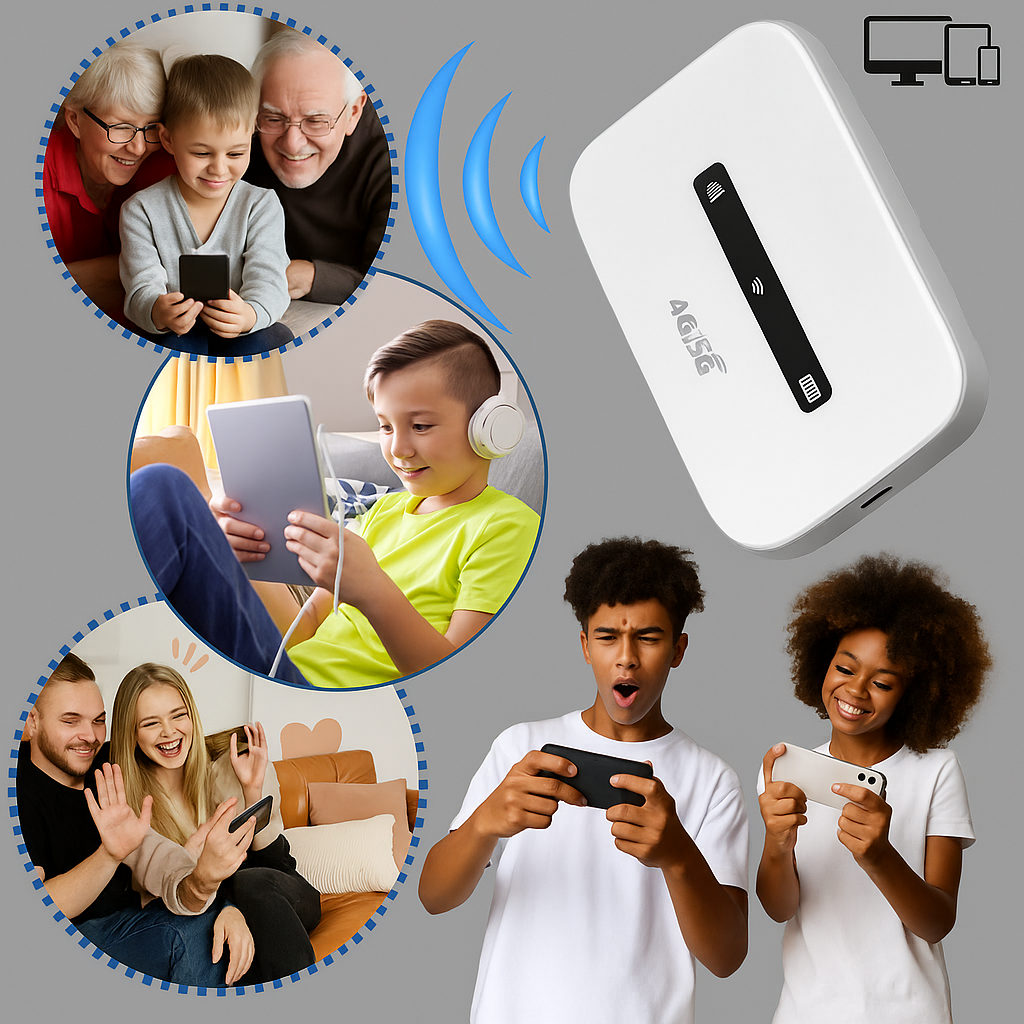 Bærbar Wi-Fi hotspot for enkel tilkobling og pålitelig mobilt internett. Hvit farge, moderne design.
