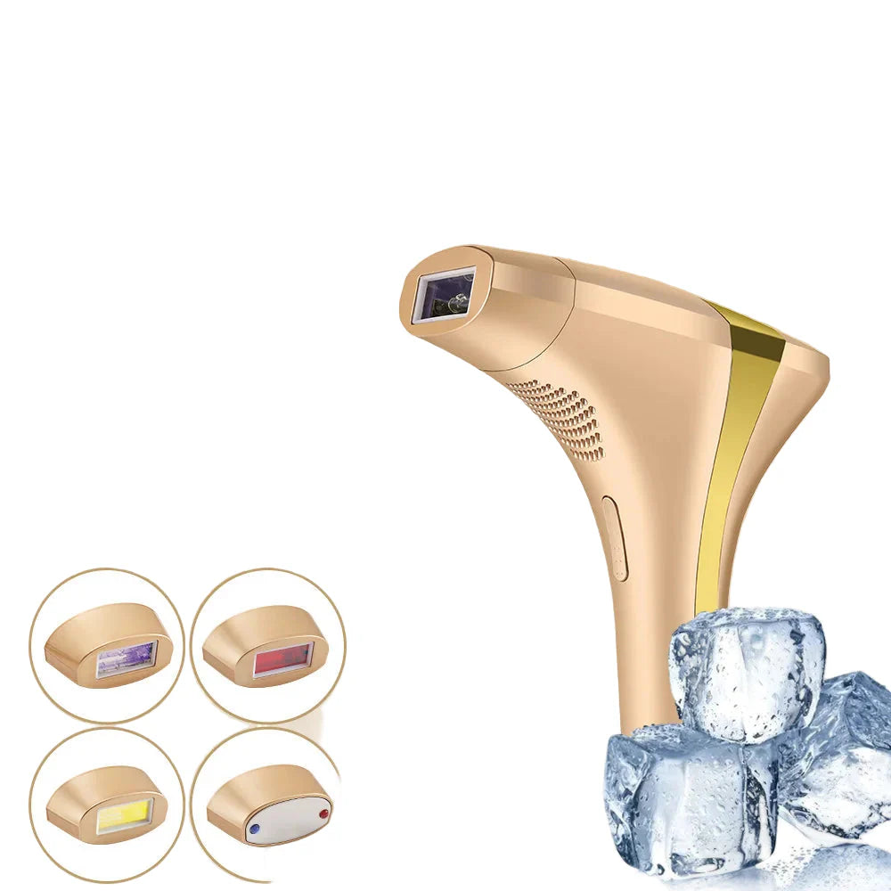 Hvit laser epilator for smertefri IPL hårfjerning hjemme på ansikt og kropp. Gir langvarig glatt hud.