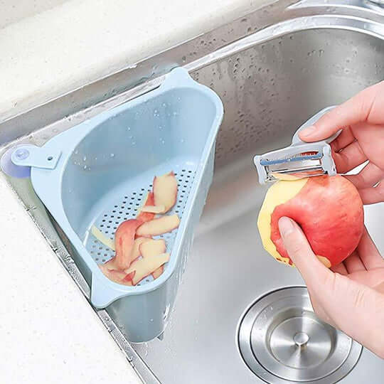 Praktisk hjørnesil i plast til vasken. Effektiv oppbevaring og drenering av matrester for enkel rengjøring.