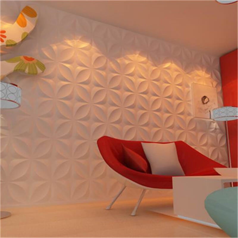 Enkelmonterte 3D veggpaneler for rask romfornyelse. Hvit, moderne design for hjeminnredning.