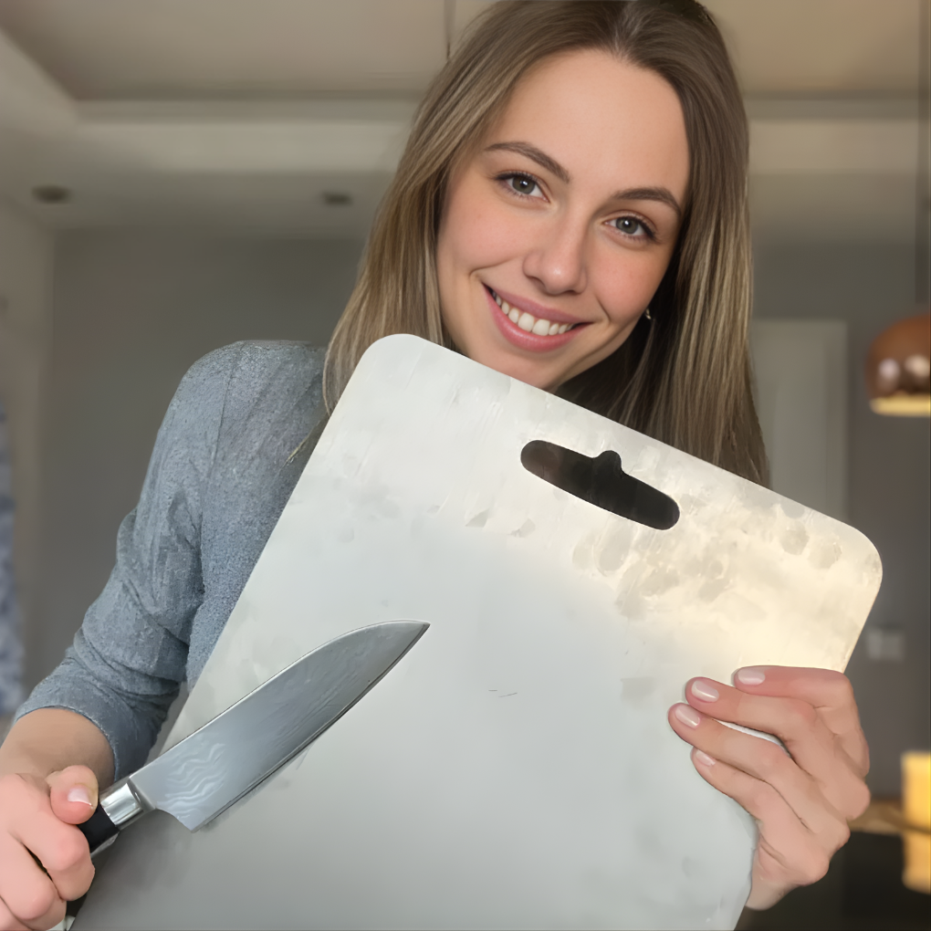 Slitesterkt titan eller stål skjærebrett, enkelt å rengjøre, et essensielt kjøkkenutstyr for matlaging.