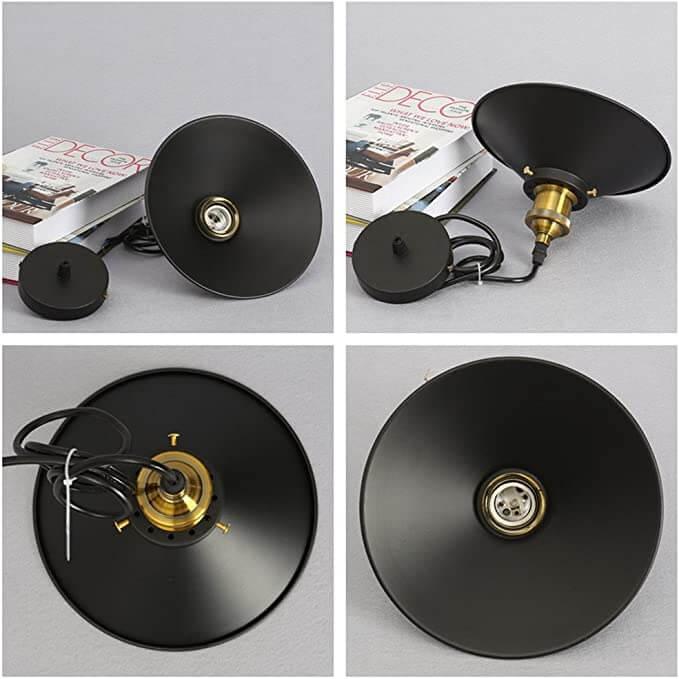 Robust industriell pendellampe, justerbar svart metall taklampe i retro stil.