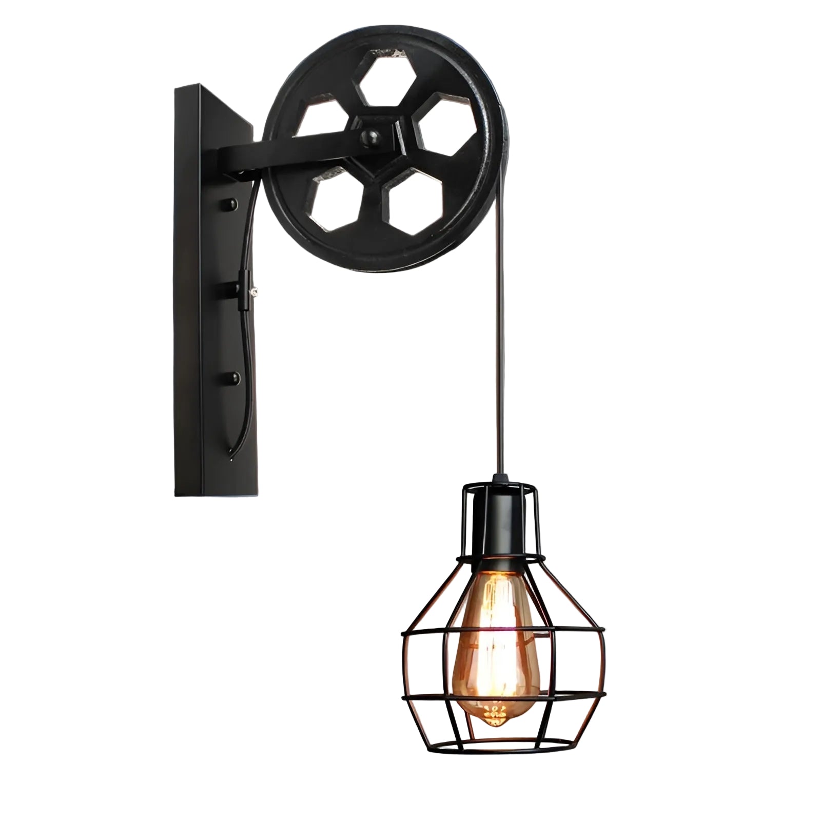 Industriell vegglampe med effektiv LED-belysning for moderne stue og kontor. Vintage-inspirert design.
