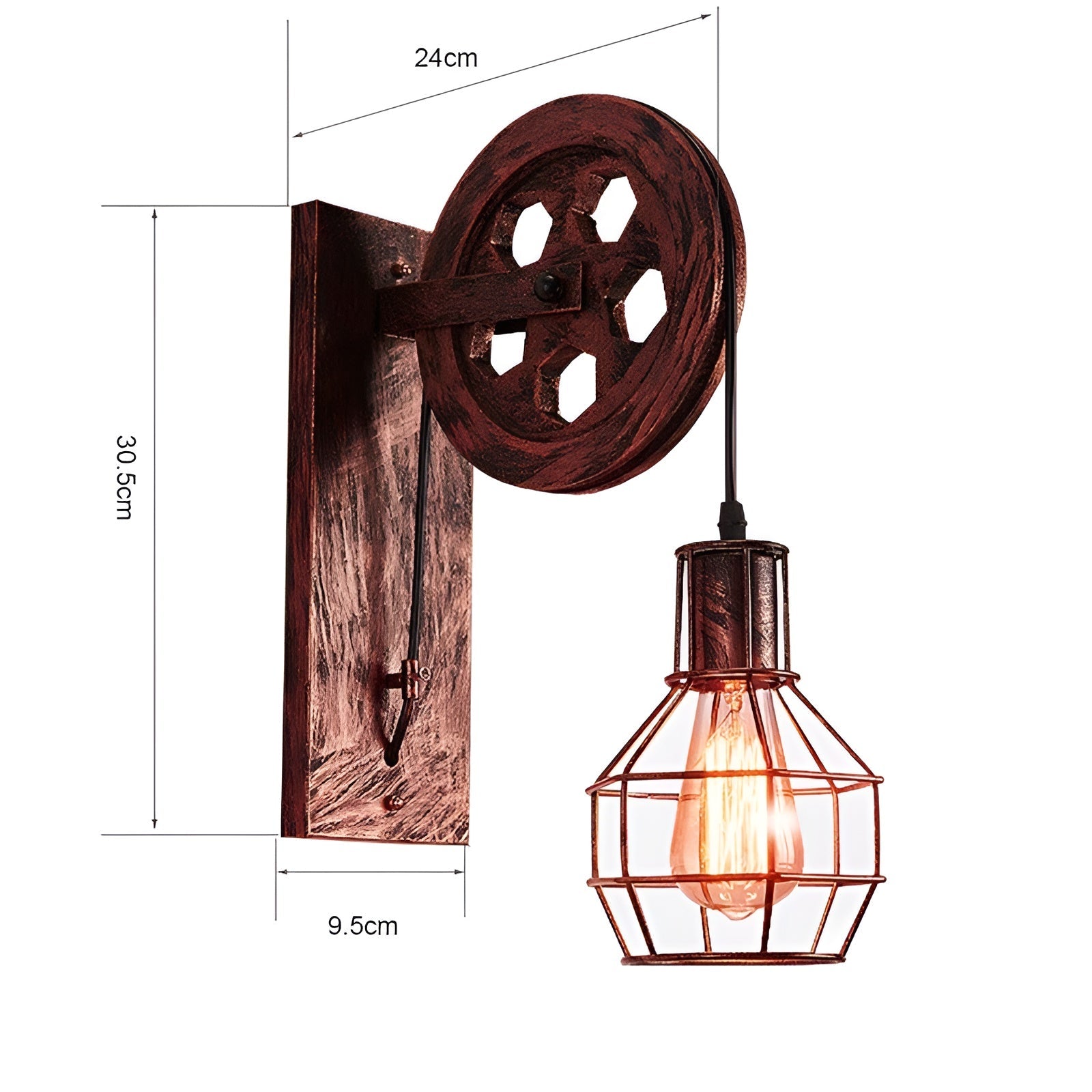 Vintage-inspirert industriell LED-vegglampe, skaper stemningsfull belysning i stue eller kontor. Hjemmeinnredning.