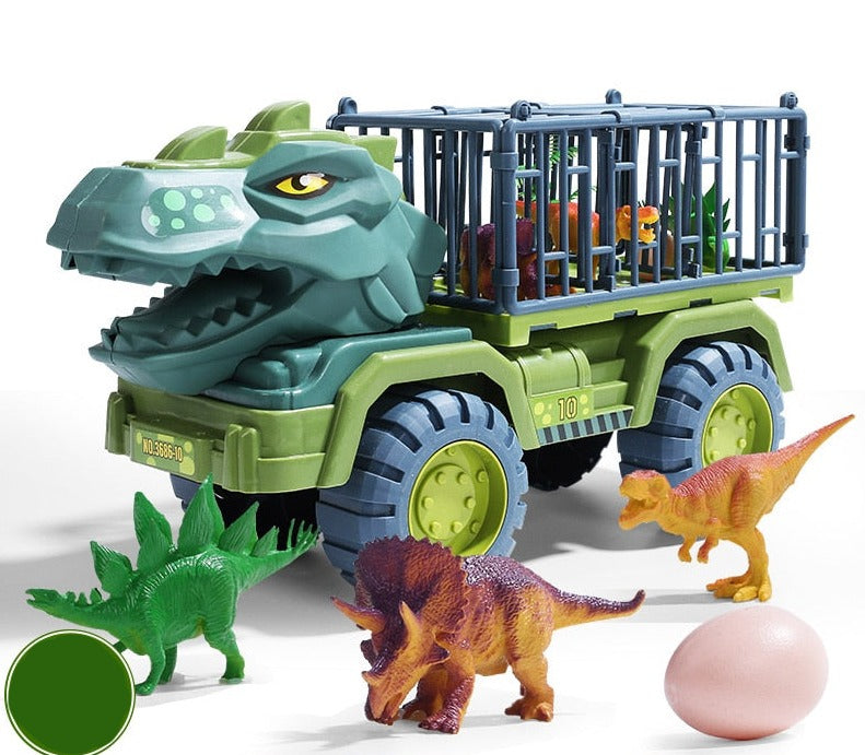 Detaljert dinosaur lastebil leketøy med oppbevaring for dinosaurer, perfekt for gutter og jenters fantasifulle lek.