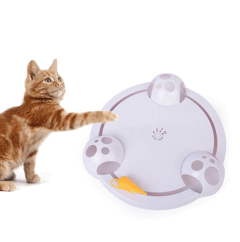 Dynamisk katteleke med roterende mus, ideell for moro og lek for både kattunger og voksne katter.
