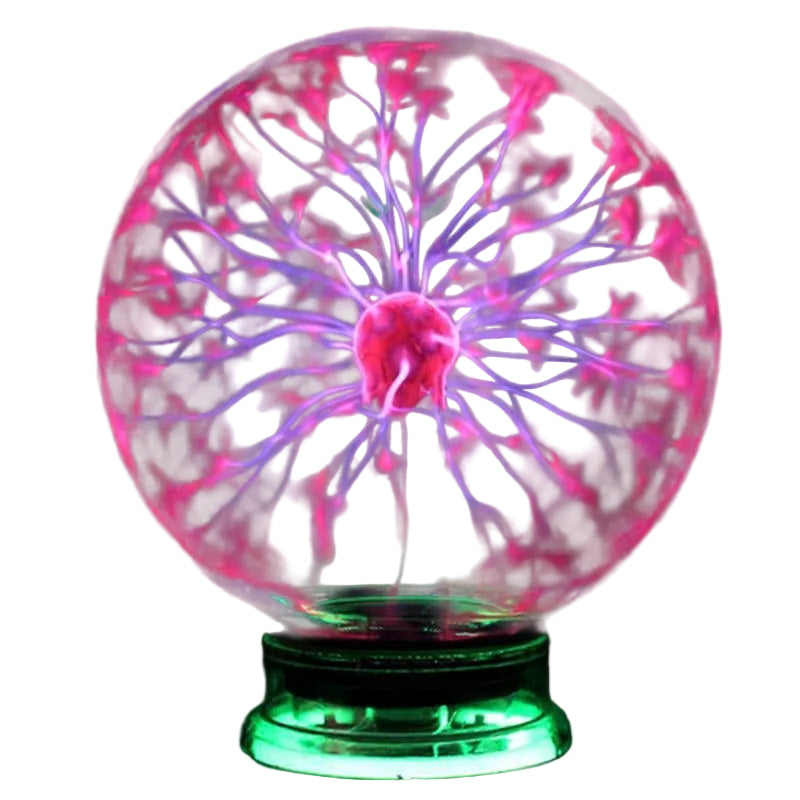 Interaktiv plasma ball lampe med lilla lysstråler, perfekt for romdekorasjon og en unik gaveidé.