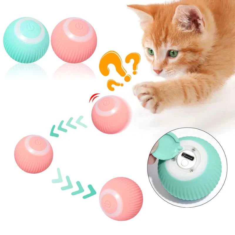 Automatisk rullende smartball til katt og hund. USB-ladbar leke for interaktiv moro og aktivitet.