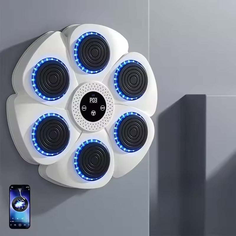 Interaktive Boxmaschine 40x40x6 cm, kompakt, RGB-beleuchtet, robustes Design, für Fitness zu Hause geeignet.