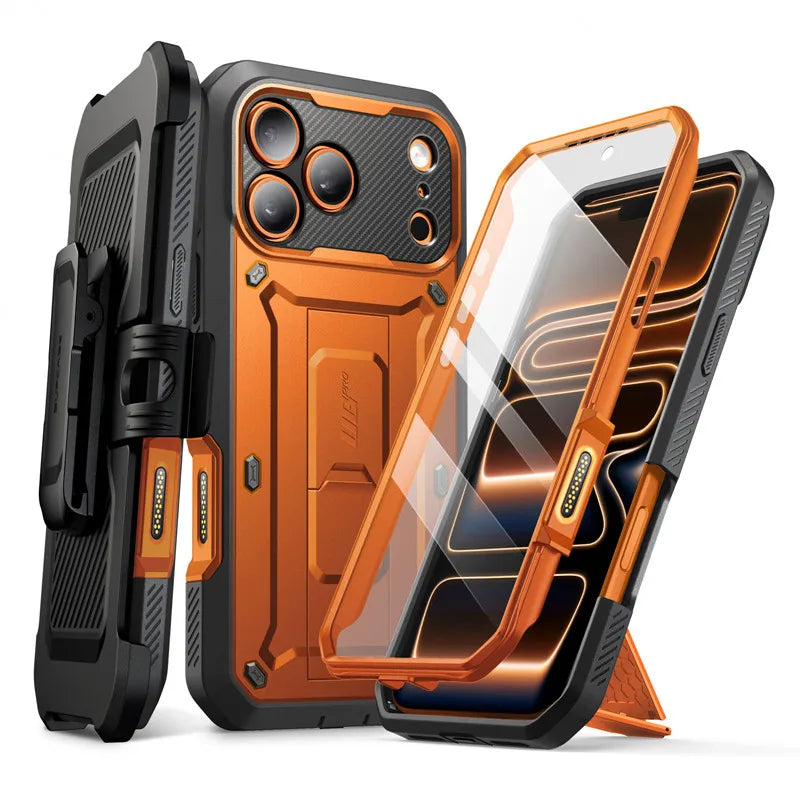 Gripesikkert iPhone 17 Pro Max deksel robust med belteklips. Støtsikkert hybrid deksel for mobilbeskyttelse.