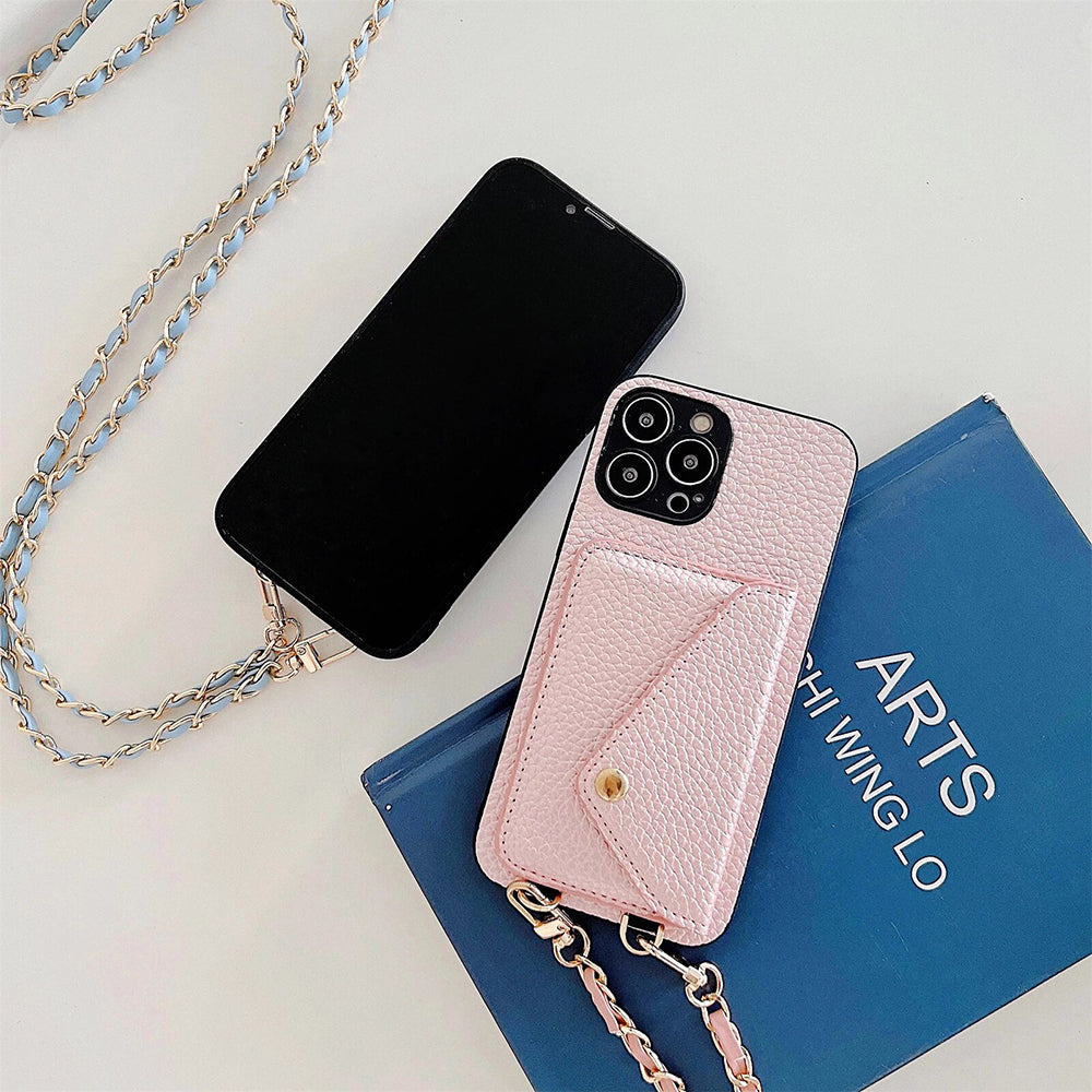 Slitesterkt iPhone-deksel med lommebok. Tilbehør for damer som beskytter mobilen og holder kortene trygge.