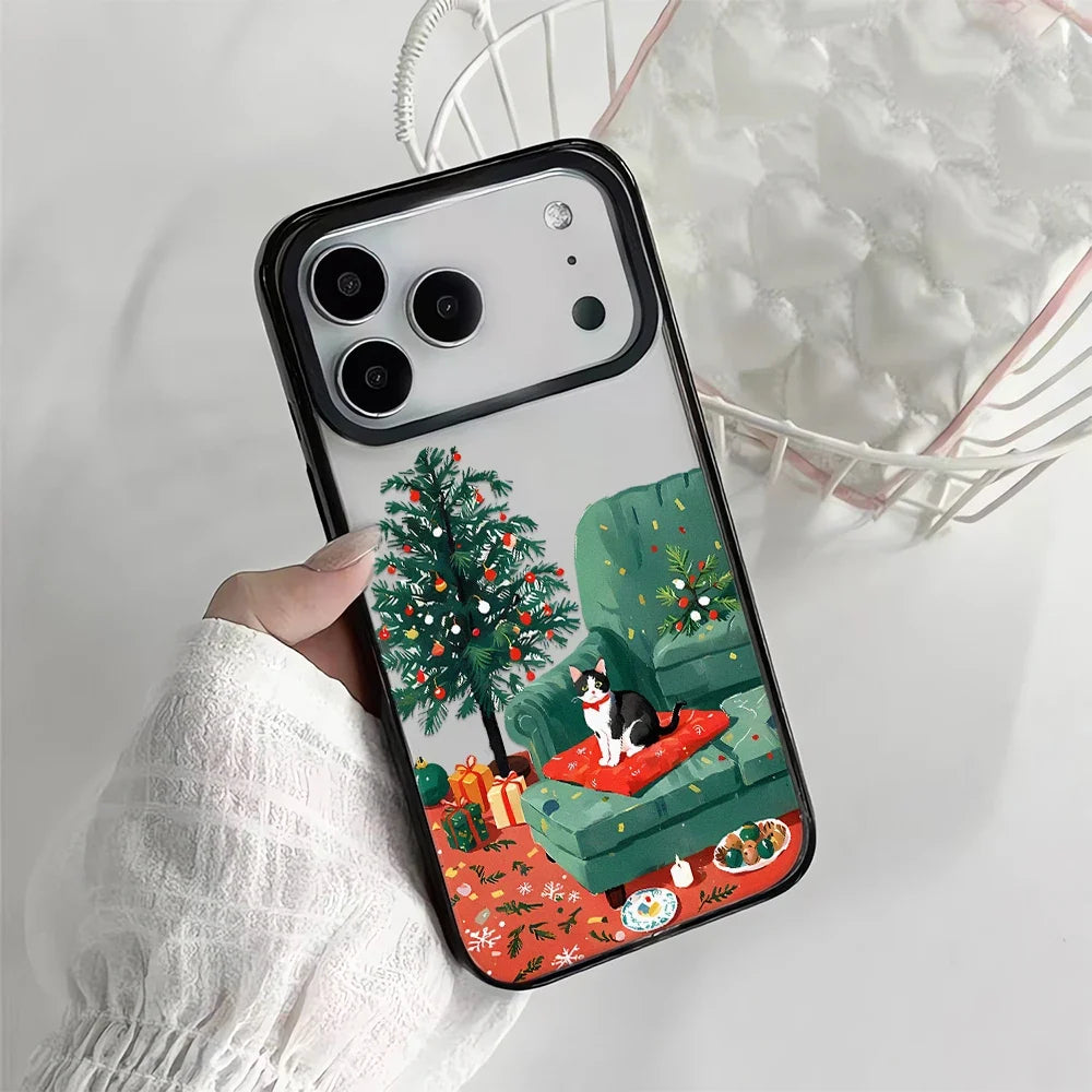 iPhone deksel med frostklart snødesign, et holdbart og moderne skall for vinteren.
