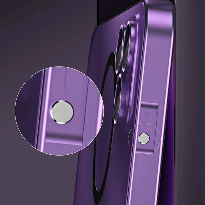 Magnetisk metalldeksel for iPhone, enkel montering og sikker beskyttelse for din telefon.