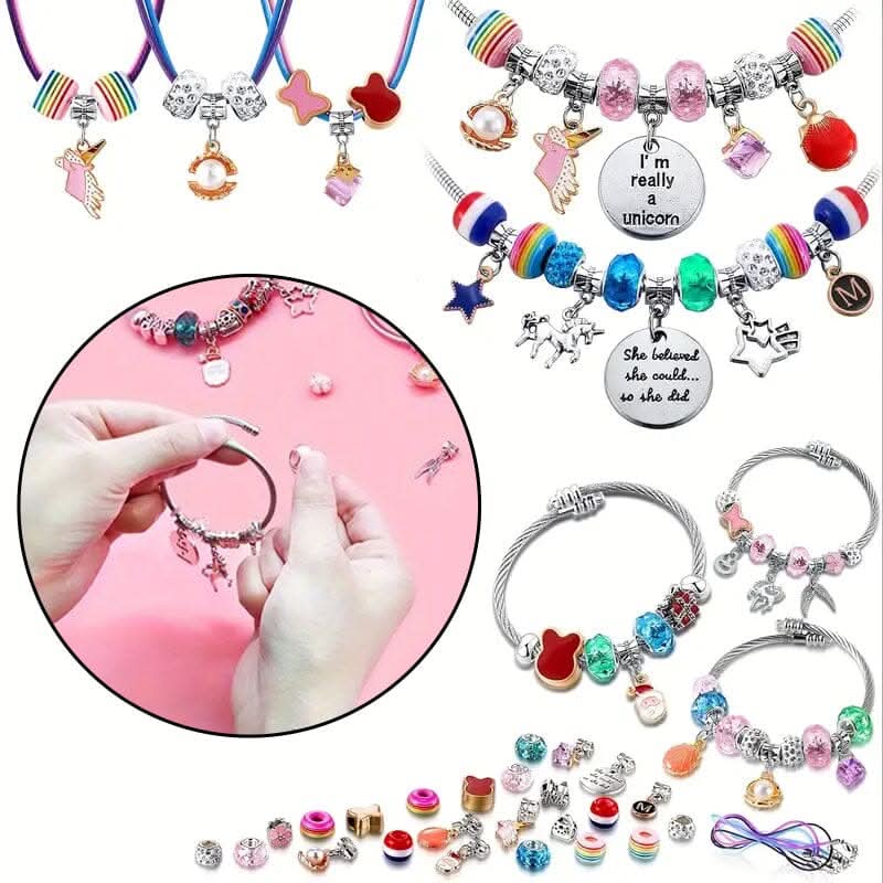 Perfekt gave til jenter! Et komplett armbåndssett for å lage egne smykker, stimulerer kreativitet.