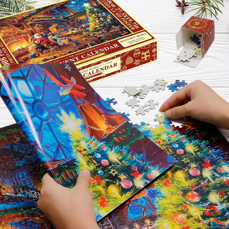 Unisex adventskalender med 24 puslespill for daglig glede og forventning i adventstiden.