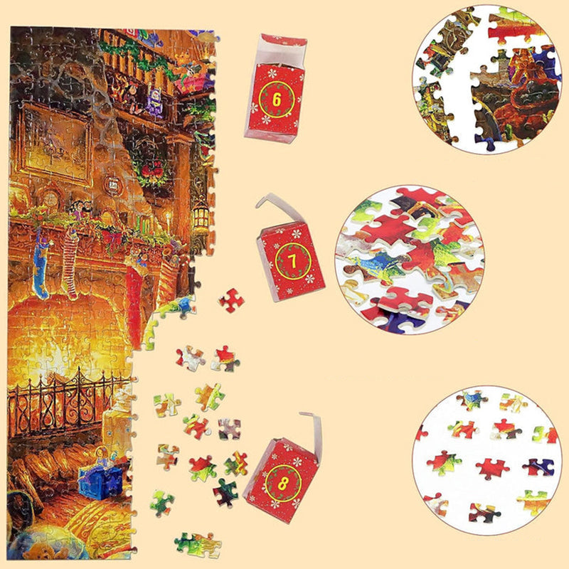 Julepuslespill adventskalender, en unik julegaveidé for alle aldre som elsker jul og lek.
