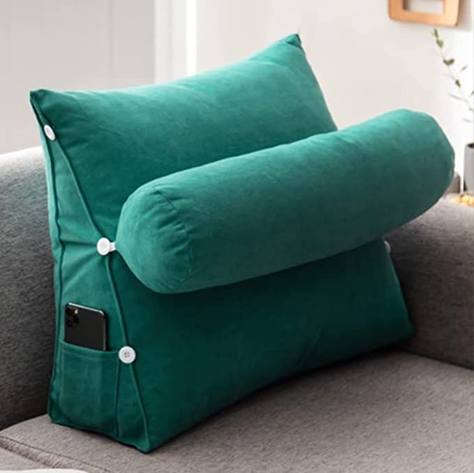 Myk lesepute med optimal ryggstøtte, ideell for avslappet lesing i seng eller sofa.