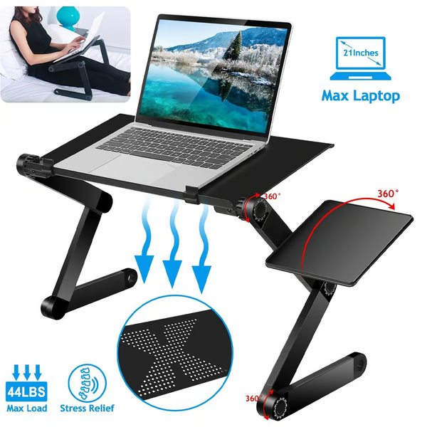 Universelt justerbart laptopstativ, kompatibelt med de fleste bærbare PC-er for fleksibelt arbeid.