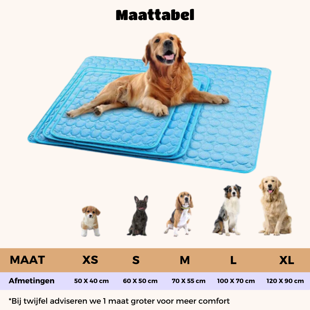 Fleksibel kjølematte for hund, egnet for både innendørs og utendørs bruk. Gir langvarig avkjøling.