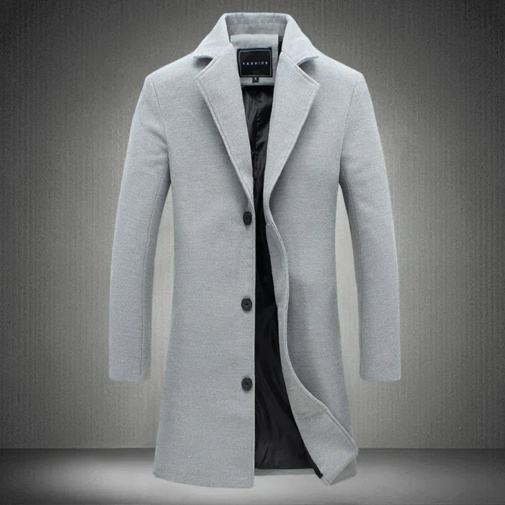 Warme Herren-Wollwinterjacke, wasserabweisend, mit elegantem Schnitt für Herrenmode.