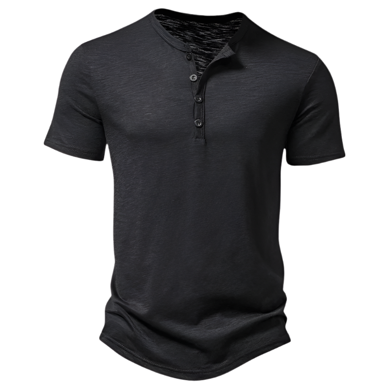 Klassisches Herren Baumwoll-T-Shirt in Schwarz, ideal fĂĽr Freizeit und Basic-Outfits.