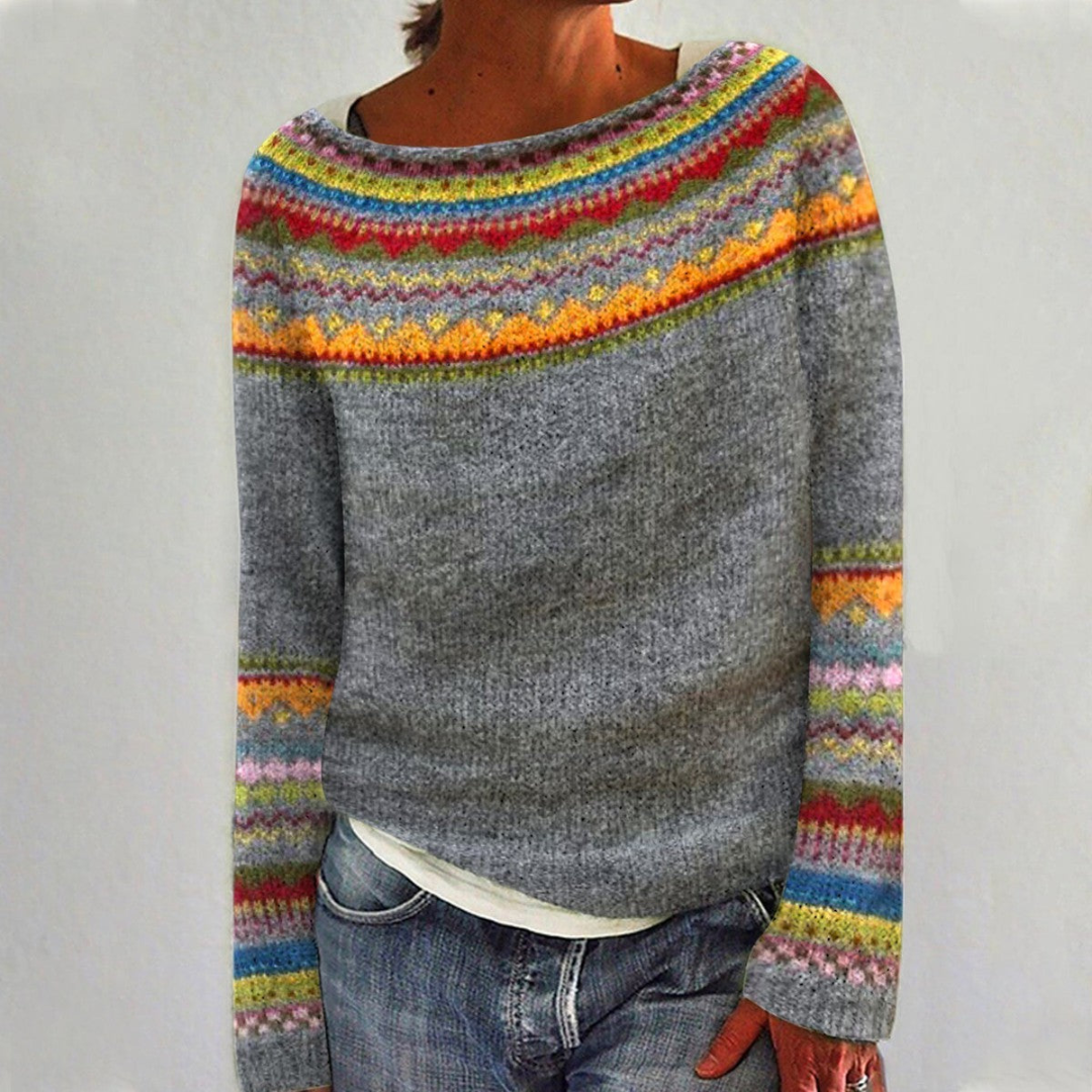 Komfortabel langermet rundhalsgenser for kvinner. Stilfull damepullover perfekt for høst og hverdag.