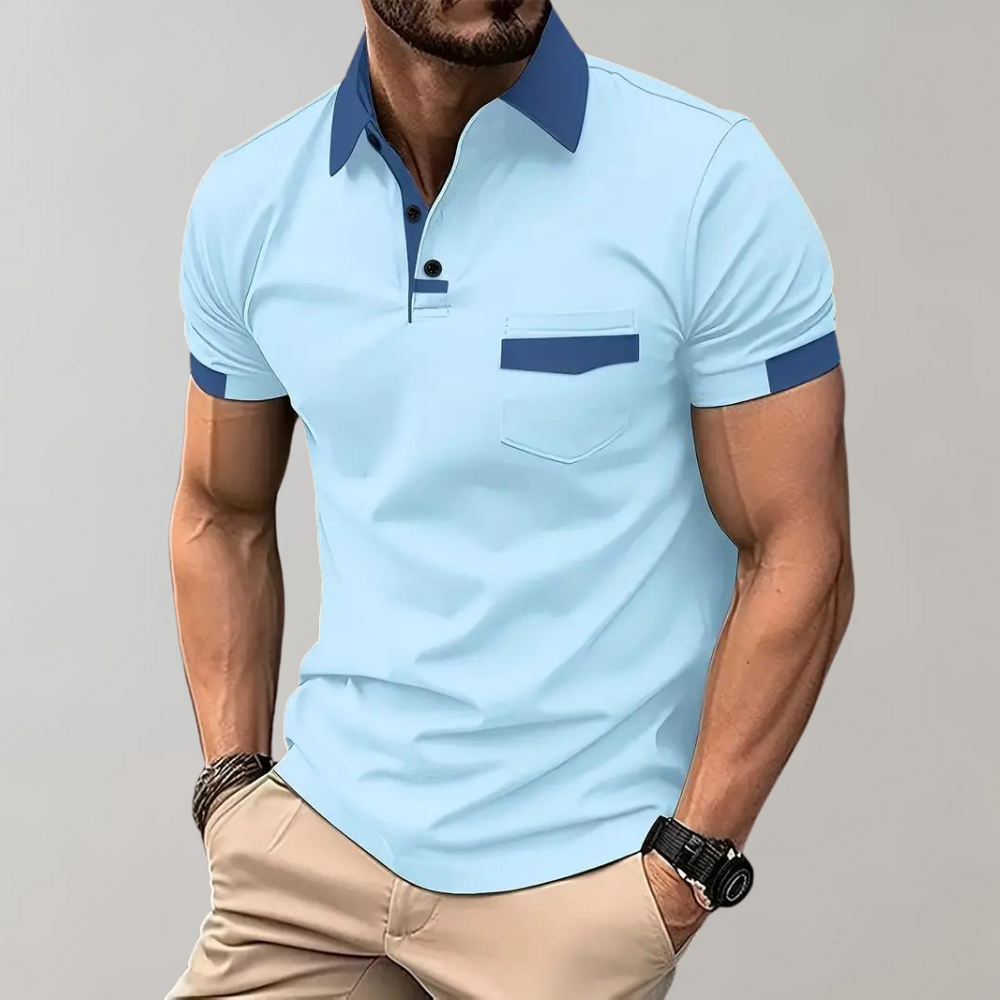 Pustende polyester poloskjorte for herre. Ideell til sommer, casual antrekk og fritid.