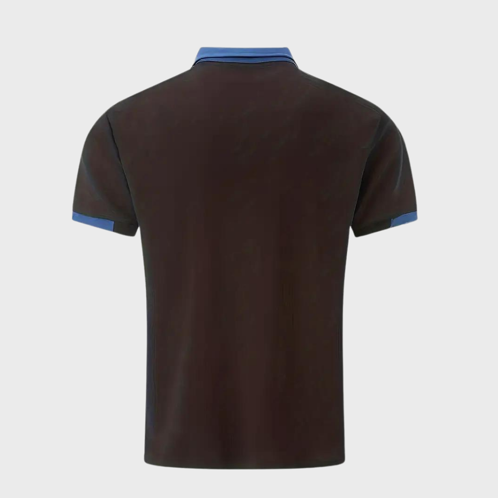 Stilfull herre polo skjorte med klassisk krage. Pustende polyester for komfortabelt sommerantrekk.