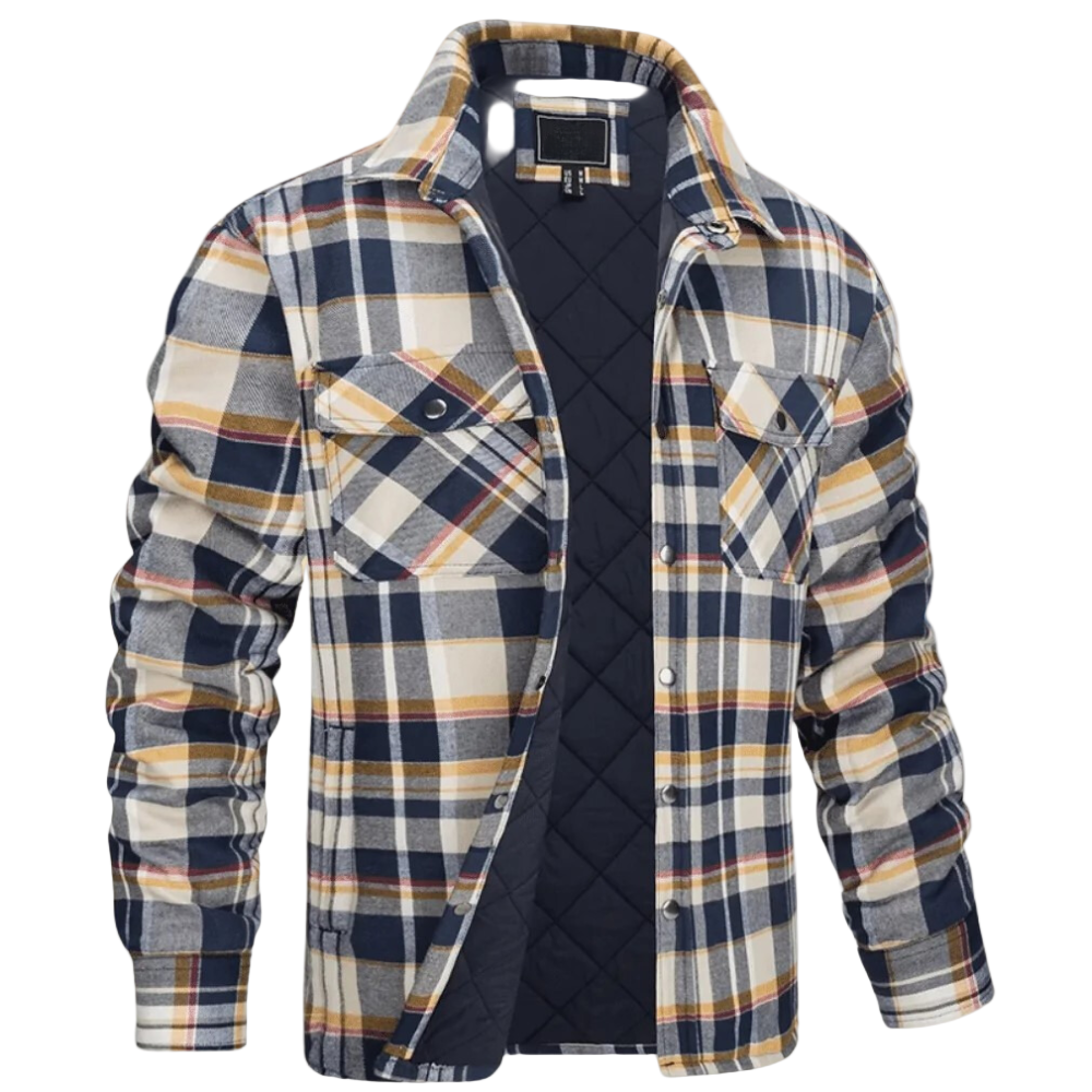 Klassisk herre ternet jakke, varm ytterjakke for vinter og høst. Elegant smart casual stil.