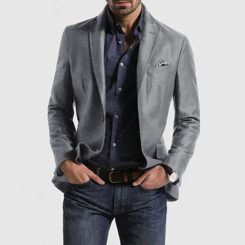 Elegant herreblazer med moderne snitt, ideell for både fest og uformelle sammenkomster. Mote.