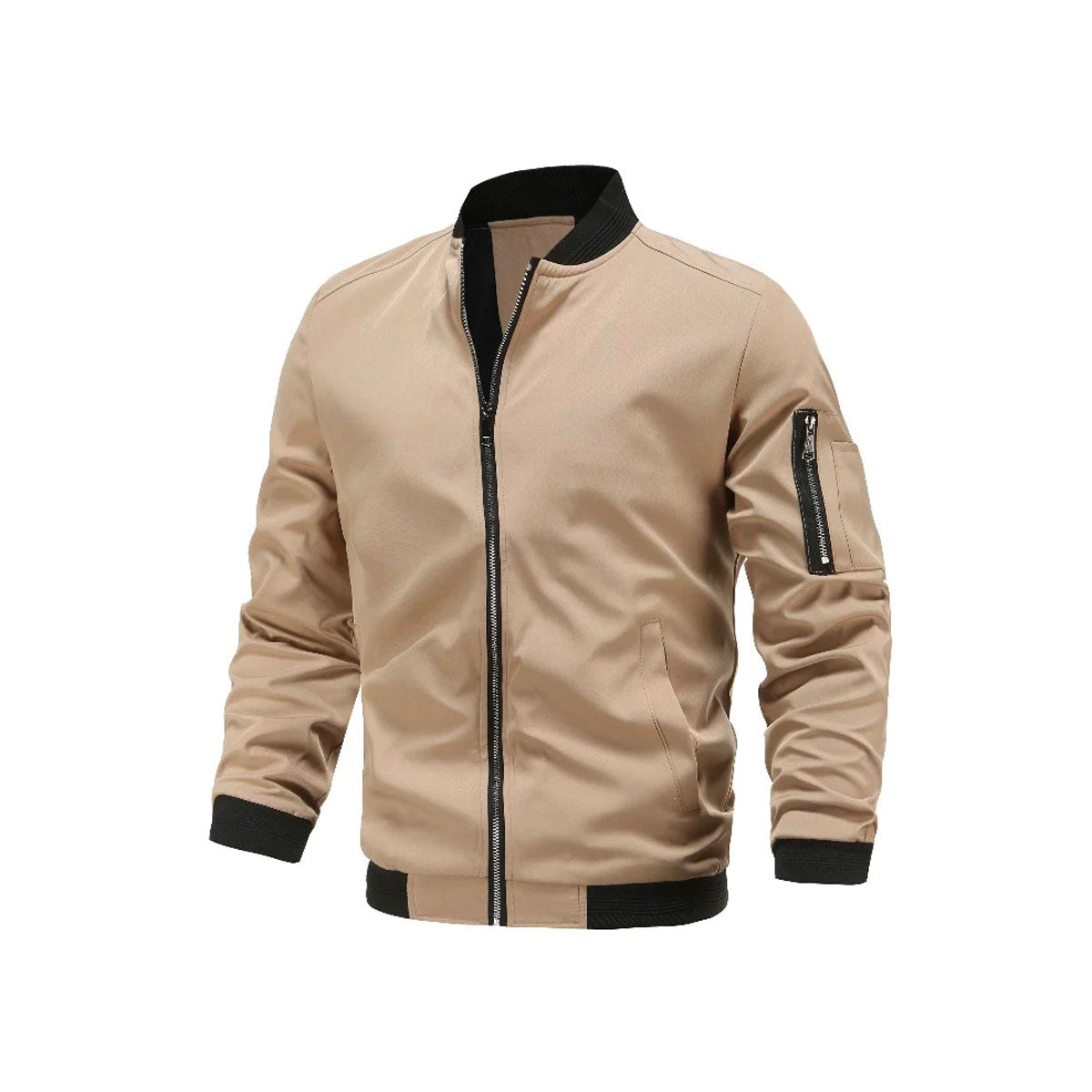 Komfortabel & uformell herrejakke: Klassisk bomberjakke i beige.