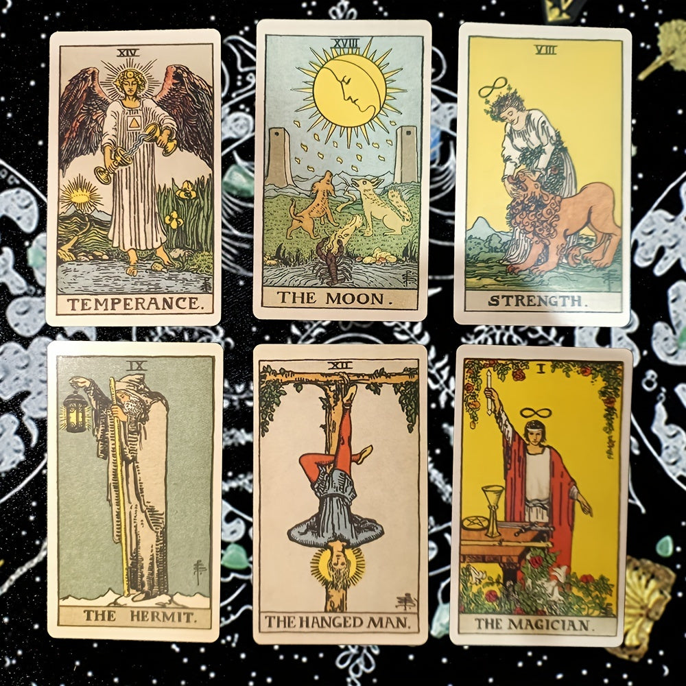 Nærbilde av et detaljert tarotkort fra det klassiske spillet. Gir dypere spirituell innsikt og veiledning.
