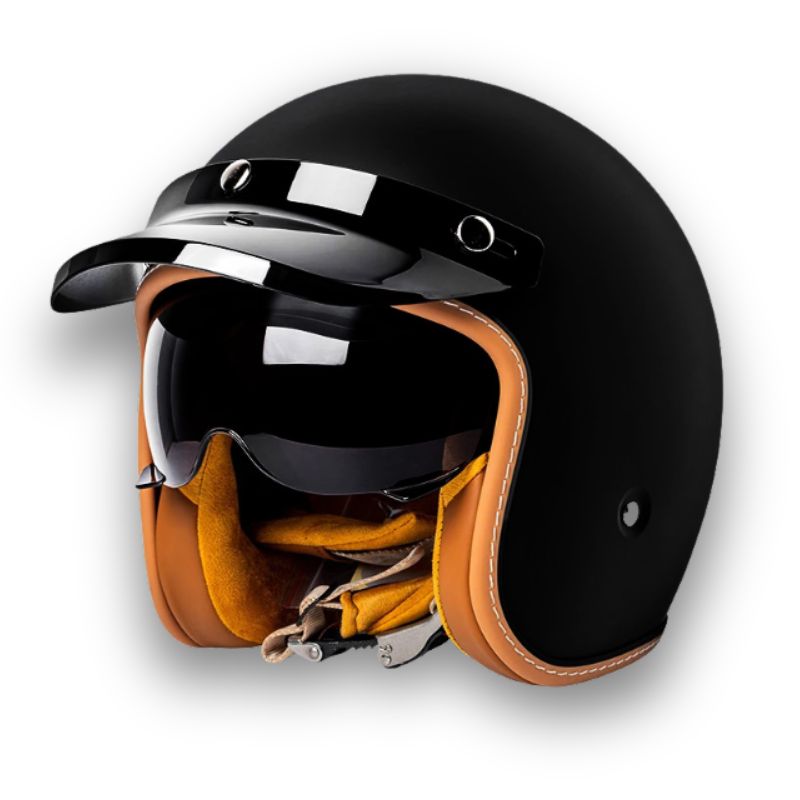 Sikker og klassisk unisex motorsykkelhjelm. Doble visirer gir optimal beskyttelse og sikt.
