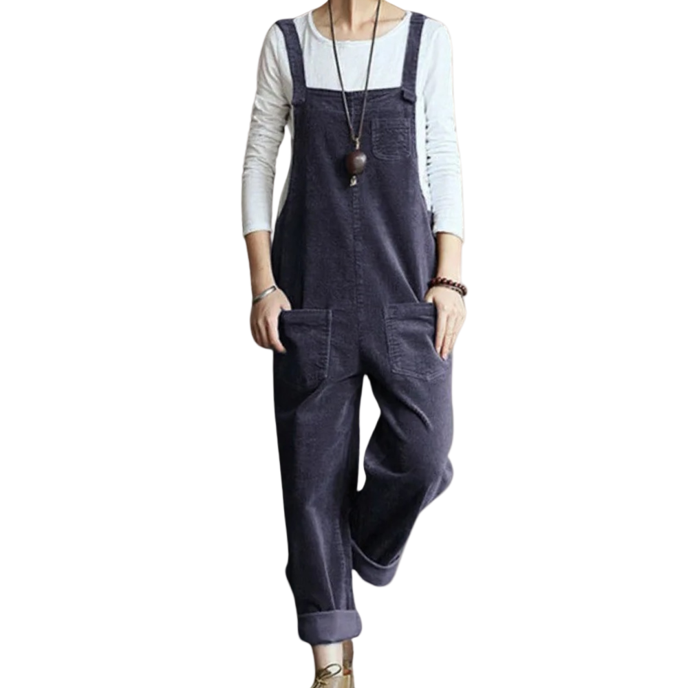 Komfortabel dame jumpsuit med løs passform, perfekt for hverdagsbruk og avslappet stil. En trendy heldress.