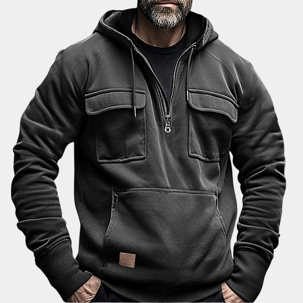 Stilren herre genser med hette, ideell for vår, høst og vinter, med en moderne look.